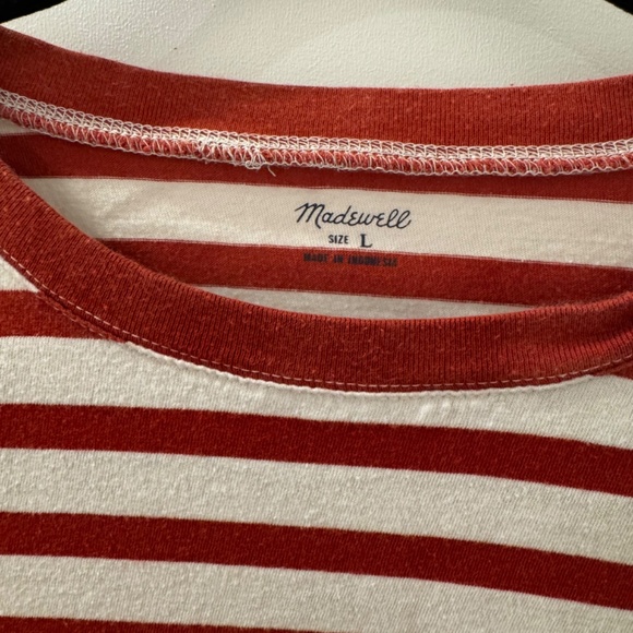 Madewell Stripped Cotton Short Sleeved T-shirt, Size Large - Picture 2 of 4